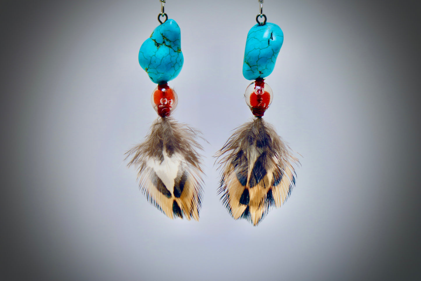 Raw Magnesite+Resin Casted Red Wire Wrap+Ringneck Pheasant