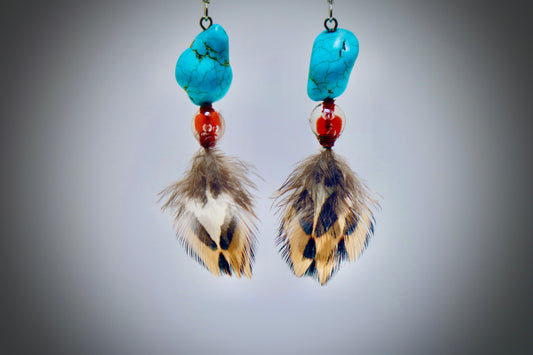 Raw Magnesite+Resin Casted Red Wire Wrap+Ringneck Pheasant