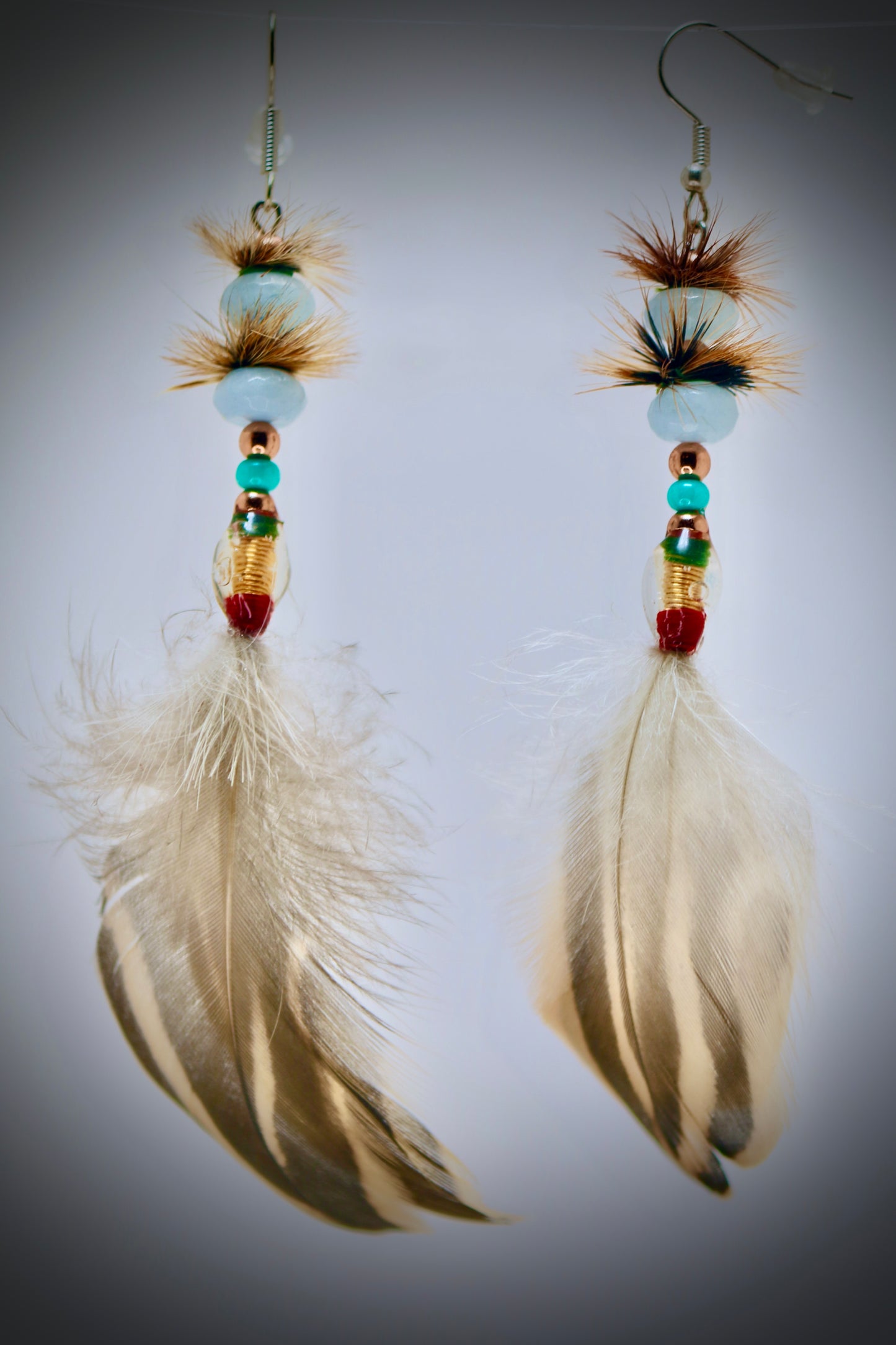 Blue Glass+ Turquoise+Resin bubbles+Mallard Duck