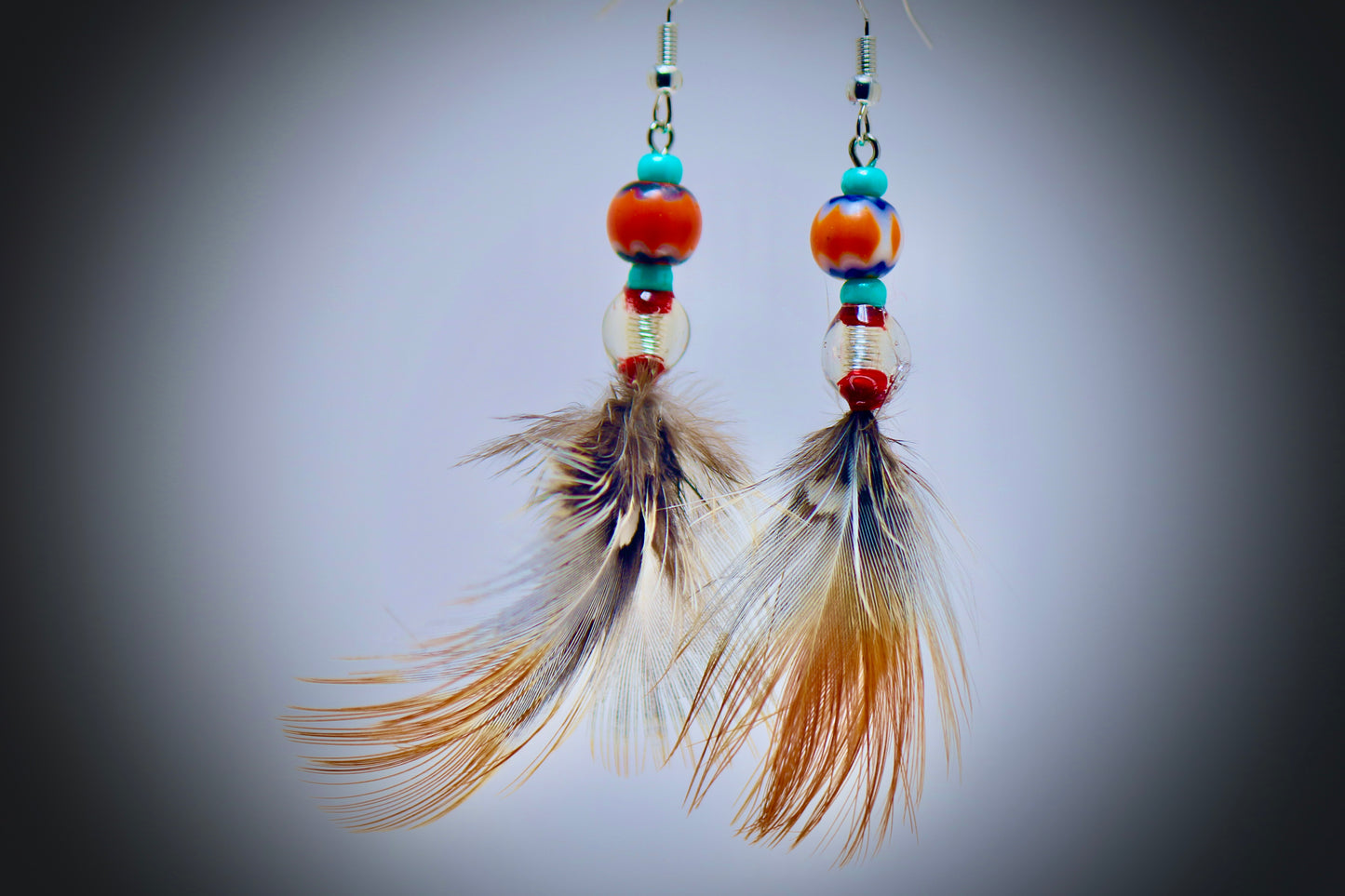 Turquoise Beads+Red GlassBeads+Resin Casting+Ringneck Pheasant