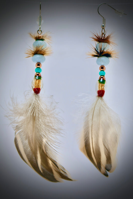 Blue Glass+ Turquoise+Resin bubbles+Mallard Duck