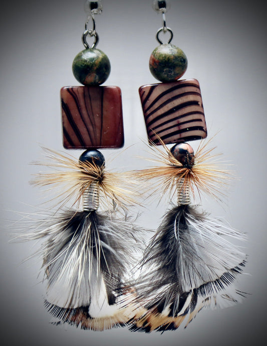 Montana Jasper+Striped Antler+Hackle Wrap+Silver Wrap+Ringneck Pheasant