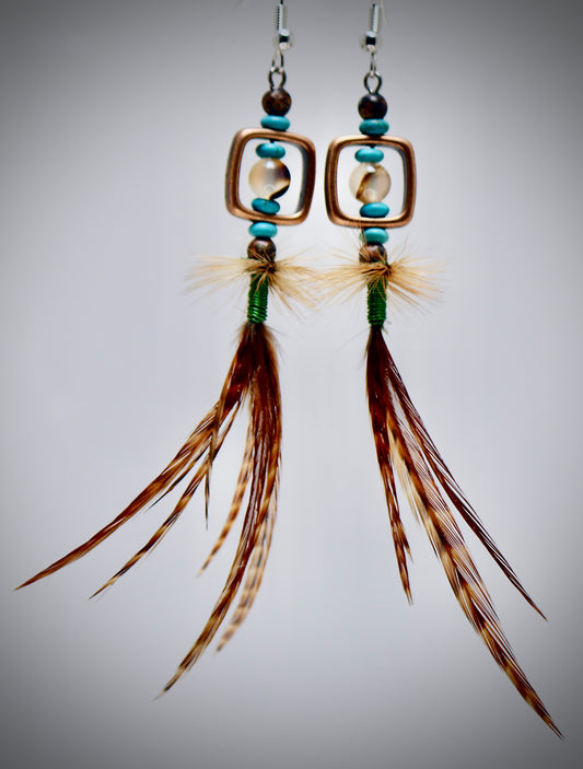 Montana Jasper+Turquoise Beads+Agate+ Green Wire Wrap+ Whitings Farms Rooster