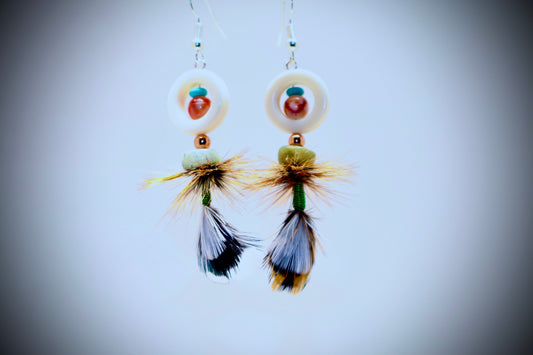 White Halo+Turquoise+Red Glass+Copper+Light Green Corral+Ringneck Pheasant