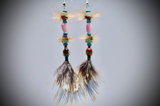 Turquoise+Pink Glass+Emerald+Hackle & Wire Wrap+Resin Casting+Ringneck Pheasant